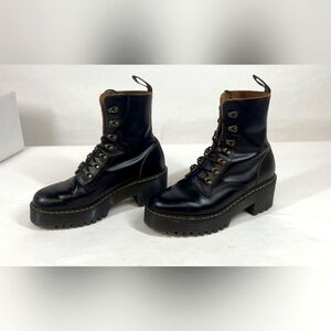 Dr. Martens Leona Chunky Black Leather Platform Men 6 Or Women 7 Unisex